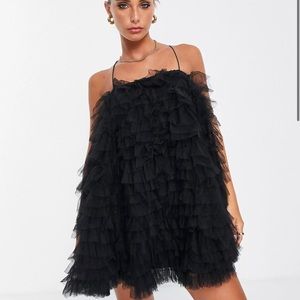 NWT ASOS Edition Trapeze Cami Mini dress,Tulle, Black, size 14. sold out online